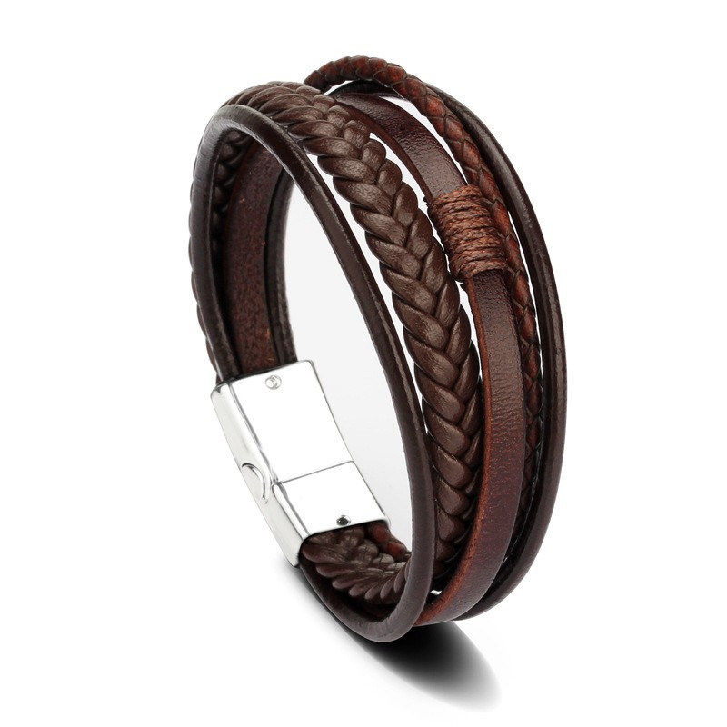 1 Piece Niche Style Multi-layered Shape PU Men's Bracelet 